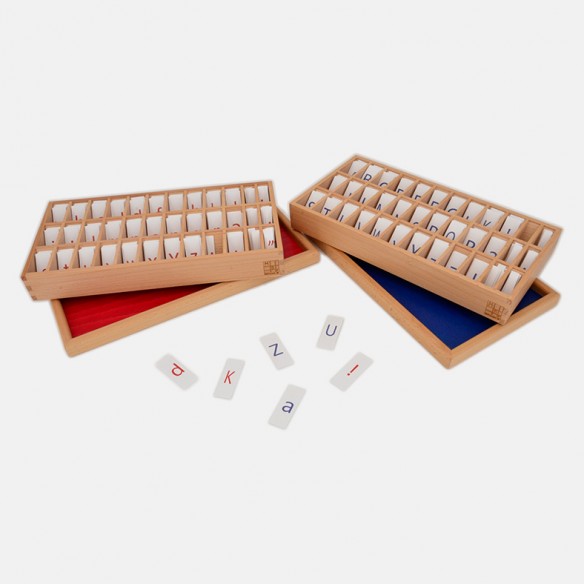 SCATOLE PER ALFABETARIO STAMPATO ROSSO E BLU