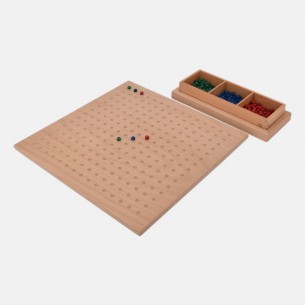 SMALL SQUARE ROOT BOARD WITH WOODEN BEADS