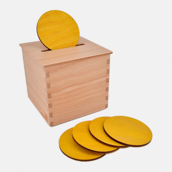SCATOLA DELL'IMBUCARE CON 5 DISCHI IN LEGNO