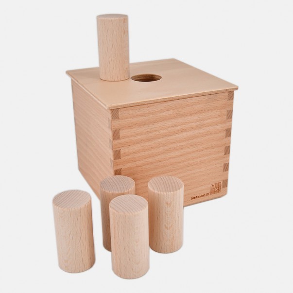 SCATOLA DELL'IMBUCARE CON 5 CILINDRI IN LEGNO